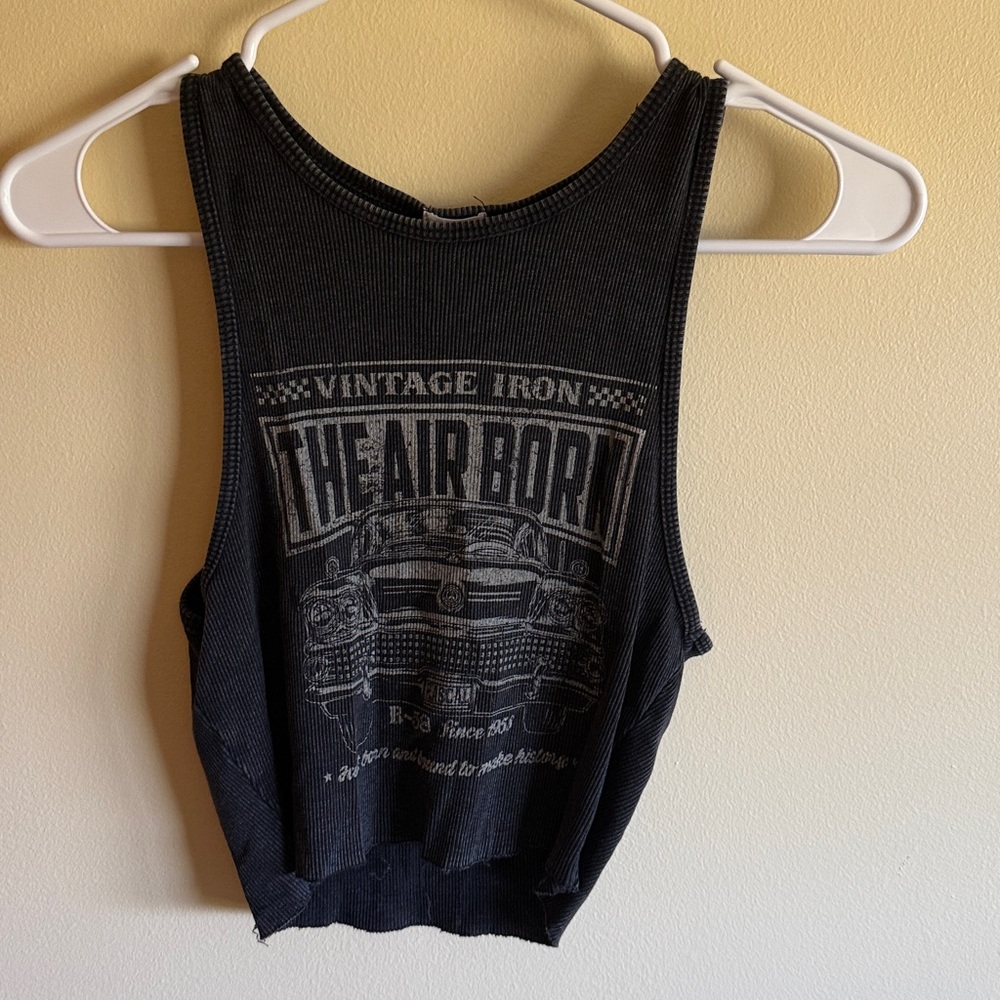 Garage Charcoal Ribbed Tank Top